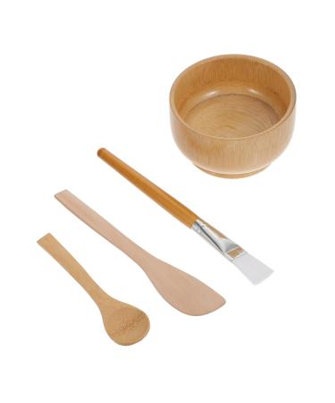 FRCOLOR 1 Set Four Piece Facial Bowl Facial Stirring Tool Facial Cream Bowl Diy Bowl Lotion Mixing Bowl Scrubber Silicone Scraper Facial Mixing Bowl Miss Hair Wooden Brush