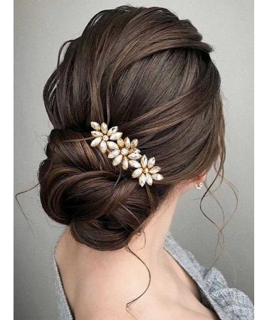 Latious Crystal Bridal Hair Comb - Gold Rhinestone Wedding Hair Clip for Women and Girls - Buy Online on GoSupps.com