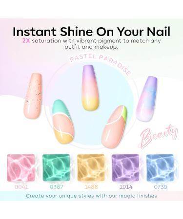 Modelones 40Pcs Gel Nail Polish Set - 36 Pastel Macaroon Glitter Colors for Spring/Summer Manicure - Includes Nail Primer, Base, Matte & Glossy Top Coat - Ideal for Girls & Women - Buy Online on GoSupps.com