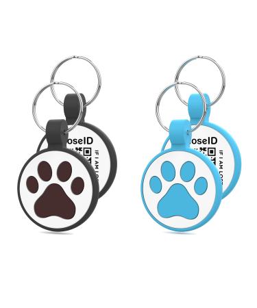 Whoseid QR code Cat brand modifiable pet online profile allotment multiple emergency contact noiseless silicone cat brand collar accessories personalized cat brand (small small breeds-1 "black/blue