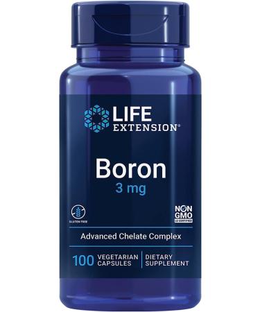 Life Extension Boron 3mg with Vitamin B2 100 Vegan Capsules Laboratory-Tested Gluten-Free Vegetarian SOYA-Free Non-GMO