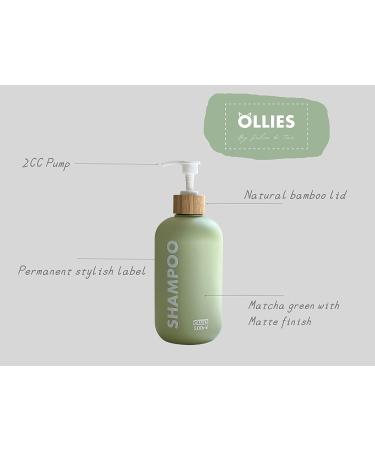OLLIES Refillable Shampoo and Conditioner Bottles - Set of 3 | Stylish Label | 17oz | Shower Soap Dispenser - Buy Online on GoSupps.com