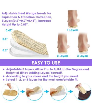 3 Layers Adjustable Insoles for Supination & Overpronation - Anti-Slip Heel Wedge for Foot Alignment & Knee Pain Relief (Beige Size S: W 4-7.5/M 6-7 - Buy Online on GoSupps.com