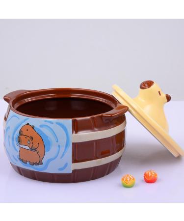Cartoon Capybara Ceramic Bowl 950ml Large Ramen Mug with Lid and Handle Microwave Safe Cute Animal Noodle Bowl for Kids Granola or Soup Cup Pair - Buy Online on GoSupps.com