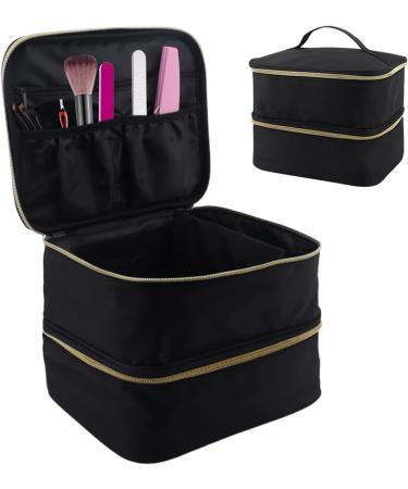 Jaeskeclip Nail Polish Bag Double Layer Oxford Cloth Zipper 30 Grids Nail Polish Holder Manicure Tools Nail Polish Lipstick Portable and Beauty Tools Storage Box(black) black - Buy Online on GoSupps.com