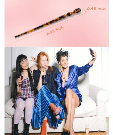 12-Piece Leopard Shell Print Hair Sticks for Long Hair | Acetate Chinese Hair Styling Accessories for Women and Girls - Buy Online on GoSupps.com