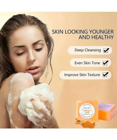 Natural Handmade Turmeric Soap Bars for Face & Body - 3 Pack | Vegan Deep Cleansing for Smooth Skin - Buy Online on GoSupps.com