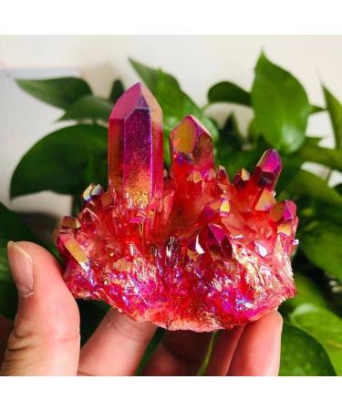 100g-200g Small Size Natural Red Aura Quartz Crystal Stone Geode Cluster 1pc Suitable for Home HOMEZHOU (Color : 1pc 145g-180g)