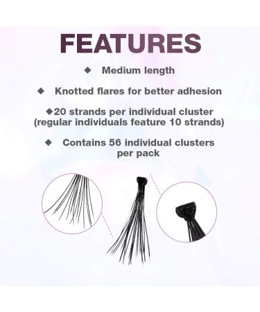 Ardell Double Up Individual Knot Medium Black False Eyelashes - 4 Pack - Buy Online on GoSupps.com