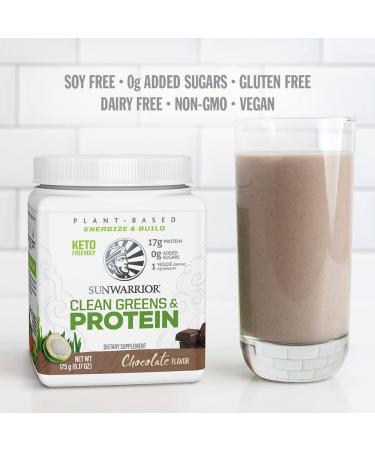 Sunwarrior Clean Greens & Protein Chocolate - 6.17 oz (175 g) | Superfood Nutrition - Buy Online on GoSupps.com