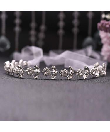 Topqueen Pearl Bride Hair Tiara | Rhinestone Bridal Jewelry Headband | Wedding Hair Accessories for Women & Girls (Silver-Organza White) - Buy Online on GoSupps.com
