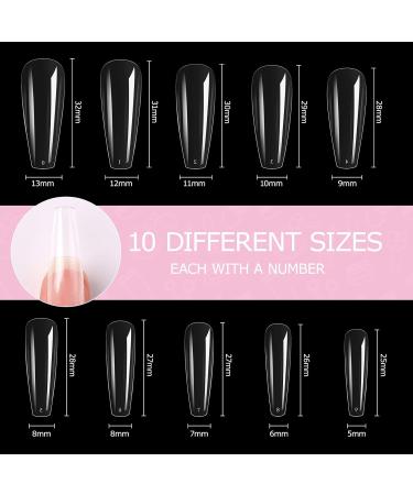 Carehabi Nail Tips - 500 Pack Transparent Acrylic Artificial Nails with Storage Case | 10 Sizes for Nail Studios & DIY Art - Buy Online on GoSupps.com