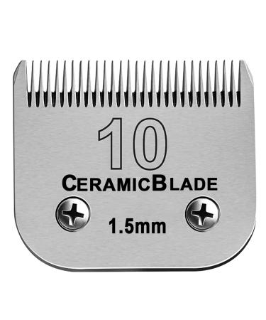 Detachable Pet Dog Clipper Blades Compatible with Most Andis Oster A5 Wahl KM Series Clipper Made of Ceramic Blade & Stainless Steel Blade (10# 1.5mm)