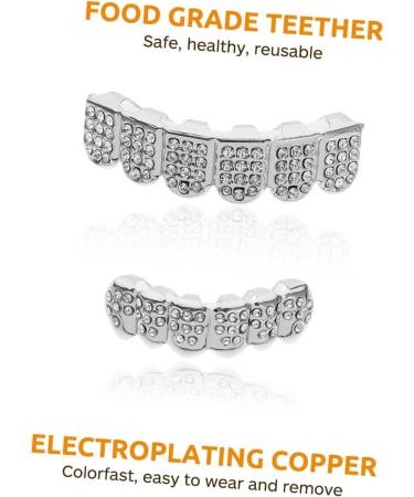 Gleavi Gold Vampire Teeth Grille - Creepy False Zone Insertions Upper & Lower Devil Grill Cosplay - Polished Copper Czech Drill - 5x2x1cm - Buy Online on GoSupps.com