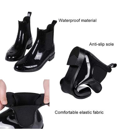 Evshine Women's Lightweight Chelsea Rain Boots - Size 9 Black | Waterproof Ankle Booties - Buy Online on GoSupps.com
