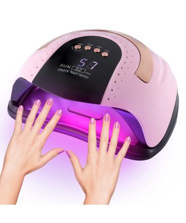 268W UV LED Light Lamp Nail Dryer for Gel Polish with 57 pcs Dual Light Beads 4 Timer Setting and Automatic Sensor