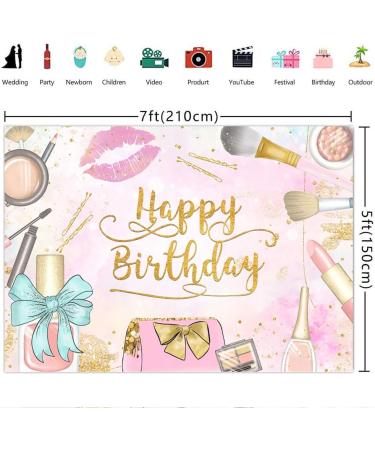 5ft Makeup Spa Glamour Cosmetics Theme Birthday Party Banner - Pink Beauty Make Up Women Girls Photography Background - Buy Online on GoSupps.com