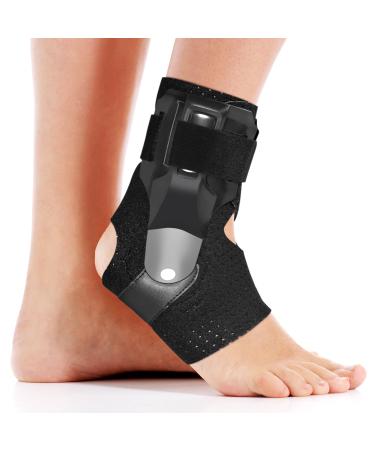 Dr.Welland Ankle Brace with Side Stabilizers -Adjustable Ankle Support for Sprains Sports Injuries Plantar Fasciitis Injury Recovery Best Ankle Support for Running Basketball Volleyball (Large)