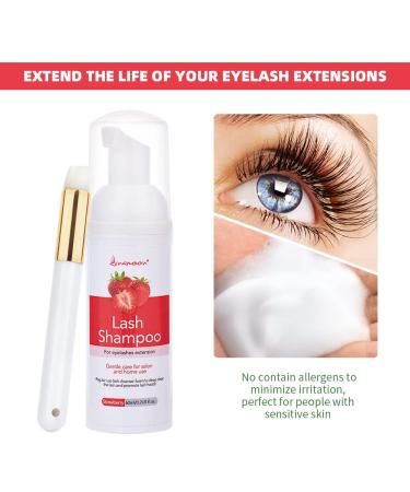 Lunamoon Eyelash Shampoo | Gentle Foam Cleanser for Eyelash Extensions | 60ml | Remove Oil & Makeup | Includes Cleaning Brush - Buy Online on GoSupps.com