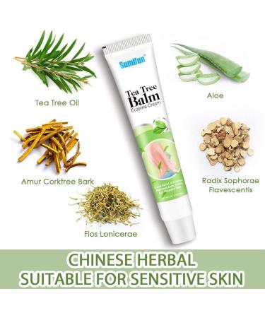 Tea Tree Oil Anti-Itch Cream for Psoriasis & Eczema - Natural Herbal Ingredients, Sensitive Skin Soothing Moisturizer (0.7oz x 10) - Buy Online on GoSupps.com