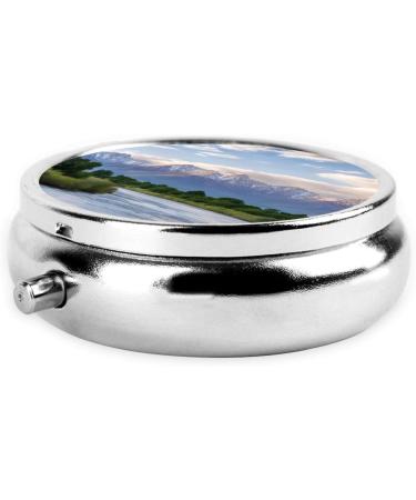 Grand Teton National Park Round Pill Box - 3 Compartment Mini Travel Organizer for Pills & Vitamins - Buy Online on GoSupps.com