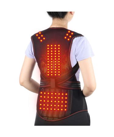 Self-Heating Magnetic Therapy Vest Back Brace Back Support Lumbar Decompression Belt For Middle Aged Elderly Men Women Keeping Warm Spine Shoulder Pain Relief (Color : Black Size : Large) Large Black