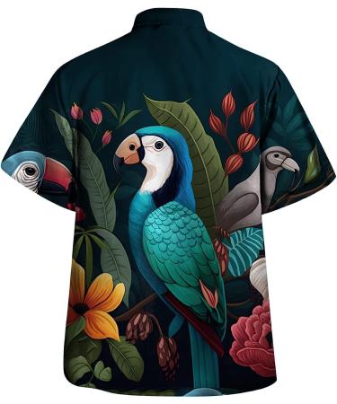 Men's Short Sleeve 3D Pattern Summer Dress Shirt in E-Black Hawaiian Style - Slim Fit Large - Buy Online on GoSupps.com