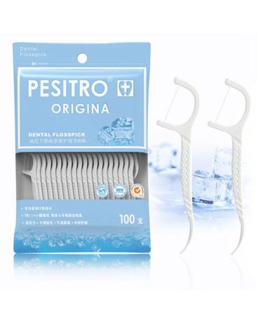 100 Pcs Dental Floss Picks 2 in 1 Portable Floss Sticks Disposable Dental Floss Interdental Floss Sticks for Effective Tooth Cleaning for Travel Home Office Restaurant (Original Flavor)