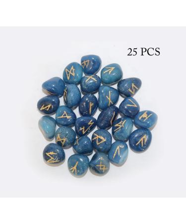 Buy Engraved Blue Onyx Rune Stones Set - Third Eye Crystals | Chakra Healing & Reiki Gift - Buy Online on GoSupps.com