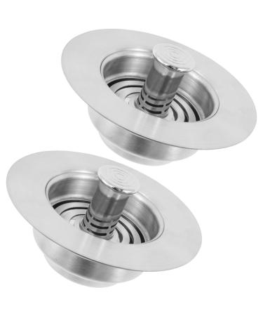 Abizarch Kitchen Drain Stopper Stainless Steel Sink Stopper Kitchen Drain 3 in 1 Sink Strainer Kitchen Drain Enduring Anti Clog Kitchen Drain Stopper for Standard 3-1/2 inch Drain ZHAZHAMO Two tapes are wrapped in a piece of hair