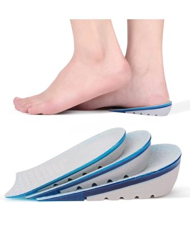 AOXIANG 3 Pack Gel Height Increase Insoles Unisex Invisible Shoe Lifts Inserts 3 Height Options Elastic Shock Absorption Heel Cushion Pads for Men & Women