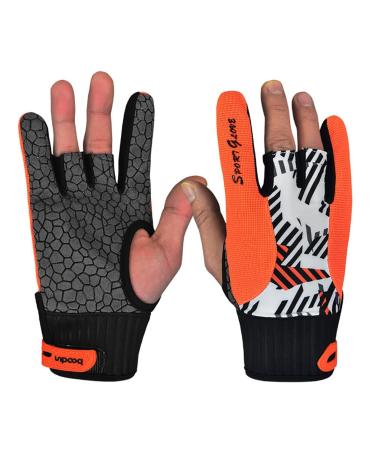 Bowling Gloves Left and Right Hand Professional Anti-Skid Bowling Accessories, 1 Pair Comfortable Sports Gloves Mittens for Bowling Orange Medium