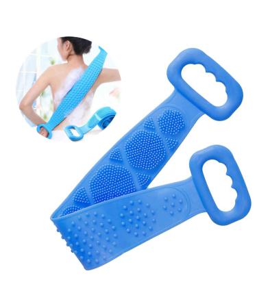 Yolistar silicone double-sided shower scrub belt silicone body brush back massage strap tailw scher double-sided shower-peeling massage cloth for skin peeling deep cleaning