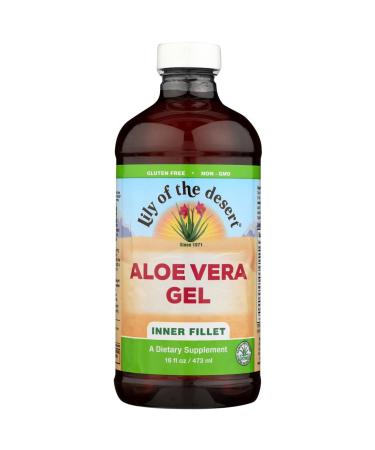 Lily of the Desert Aloe Vera Gel - Inner Fillet Filtered Aloe Vera Drink Thicker Consistency with Natural Vitamins Digestive Enzymes for Gut Health Stomach Relief Wellness Glowing Skin 16 Fl Oz