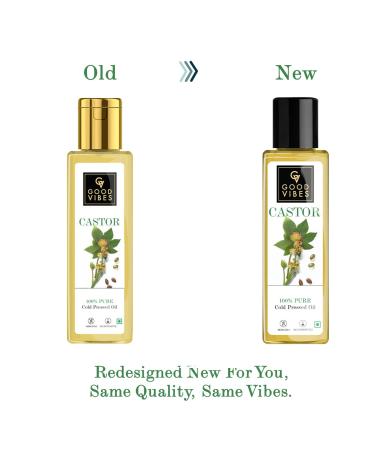 Good Vibes 100% Pure Castor Cold Pressed Carrier Oil - 200 ml - For Strong and Smooth hair Heals Dry Cracked Skin and Soothes Inflamed Skin - Buy Online on GoSupps.com