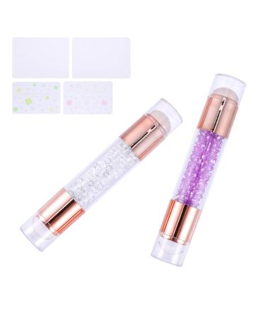 Lurrose 2pcs manicure Stamper Kit Professional Diy double -sided nail stamper with sequins handle nail punching tool for home shop purple transparent purple transparent color