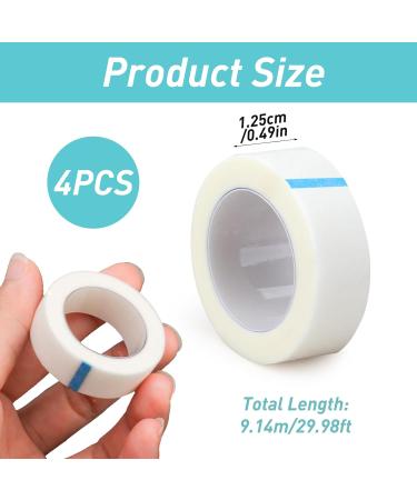 4 Micropore Surgical Tapes 1.25cm x 9.14m - Flexible Skin Tape for Wound Dressings, Eyelash Extensions, and Injuries - Breathable Adhesive Medical Tape (White) - Buy Online on GoSupps.com