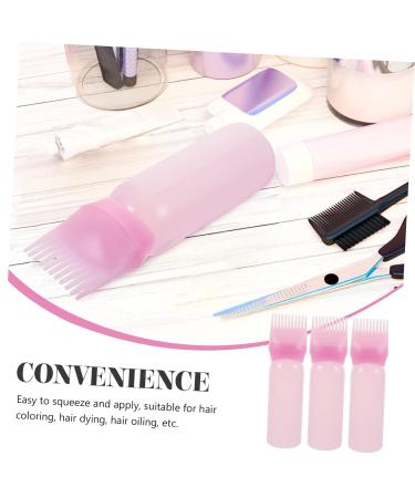 FRCOLOR 3pcs Medicine Bottle Applicator Set Shampoo Color Dye Root Bottle & Scalp Scrubber | Pink Perfect for Home Hair Coloring - Buy Online on GoSupps.com