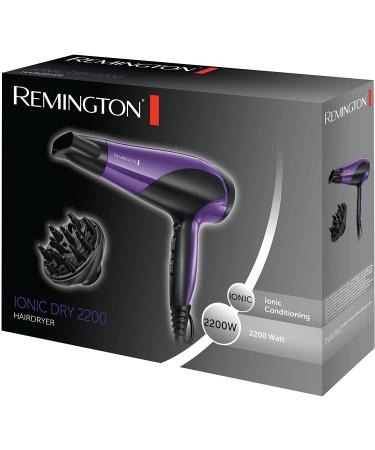 Remington D3190 Hair Dryer - 2200W Ion Care with Ceramic Ring 3 Heat & 2 Speed Settings Purple - Perfect for Gentle Styling & Even Heat Distribution - Buy Online on GoSupps.com