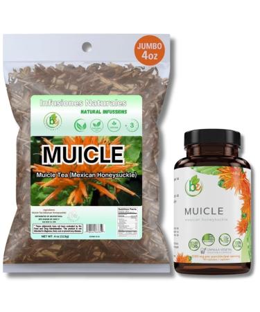 BEXPERTSUSA Muicle Capsules Forte + Herbal Tea Combo 90 Capsules(1200 mg/Serving) +4oz Loose Leaf,Justicia Spicigera (Mexican Honey Suckle) 100% Natural Supplement & Tea Set,Authentic,Vegan,Non-GMO