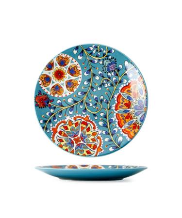 Ceramic Tableware Round Flower Bone Plate Bowl Tableware Household Kitchen Tableware Kitchenware (Color : A Size : CH) Small A