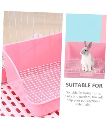 HAPINARY Box Rabbit Potty Bunny Litter Cat Litter Pan Hamster Toilet Corner Pet Litter Pan Plastic 28x23cm Pink - Buy Online on GoSupps.com