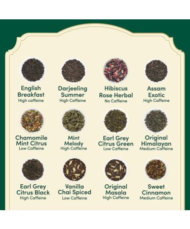 Vahdam Variety Tea Trial Set - 25 Flavors 50 Pieces | Green Herbal Black Chai - Perfect Gift for Tea Lovers | Langblatt Pyramid Tea Bags - Buy Online on GoSupps.com