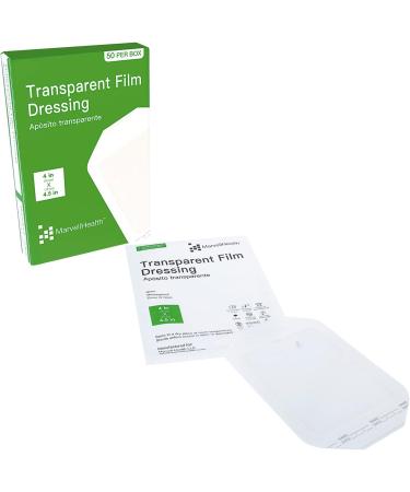 MarvellHealth Transparent Film Dressing 4 x 4.5 - Pack of 50 | Waterproof & Breathable Bandages for Post-Surgical, Shower, IV Shield & Tattoo Aftercare - Buy Online on GoSupps.com