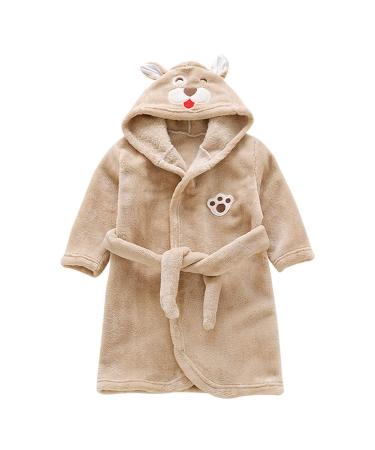 Miyanuby Baby Boys Girls Bathrobe Soft Flannel Langarm Animal Hoodie Morning Mantle Night Lashing Homewear For Children Baby Boys Gift 5-6 Years Bear Khaki