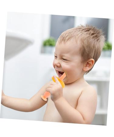 Minkissy Silicone Baby Toothbrush Set | Childrens Toothbrush with Banana Bite Ring | Premium Mouth Protection & Cleaning Gel Pink - Buy Online on GoSupps.com