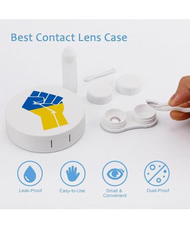 Ukraine Fist Flag Contact Lens Case - Cute Portable Round Storage Box with Mirror for Daily Use & Travel - Buy Online on GoSupps.com