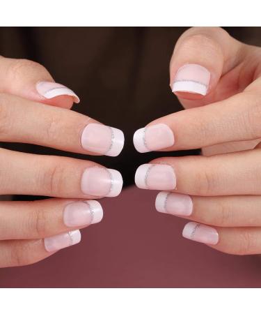 Blindery French Square Press on Nails - Pink Glossy Glitter - 24PCS - Buy Online on GoSupps.com
