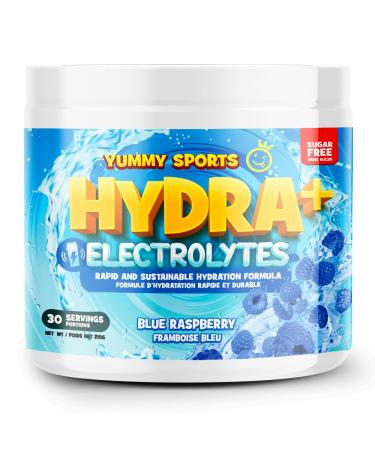 Yummy Sports Hydra+ Electrolyte Instant & Long-Lasting Hydration - Electrolyte Powder with Himalayan salt Coconut Water Powder Vitamin C Magnesium & Potassium Citrate 30 Servings 210g - Blue Raspberry