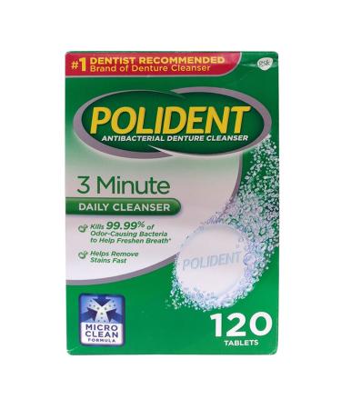 Polident 3 Minute Antibacterial Denture Cleanser 120 Ea (3 PACK)